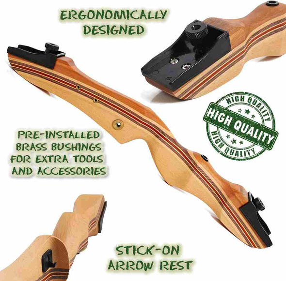 62" Wooden Archery Takedown Recurve Bow and Arrow for Hunting - Aroflit