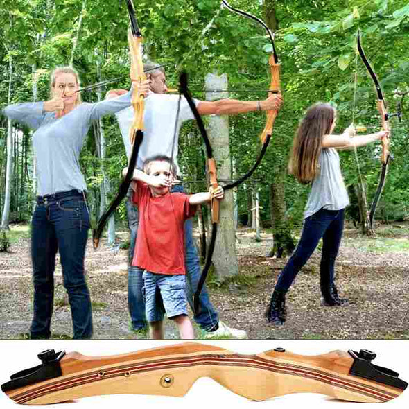 62" Wooden Archery Takedown Recurve Bow and Arrow for Hunting - Aroflit