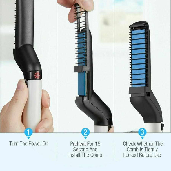 Best Heated Curly Beard Straightener Hot Comb - Beard hair Straightener Brush - Aroflit™