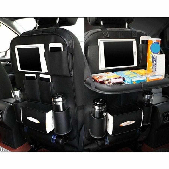 Car Back Seat Organizer Storage Bag with Foldable Table Protector - Aroflit