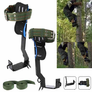 A Pair 2 Gears Tree Climbing Spikes Set Adjustable Lanyard Rope Rescue Belt-Aroflit