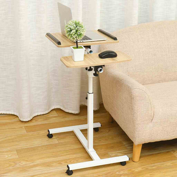 Adjustable Overbed Bedside tray tables with Wheels - overbed rolling table for Hospital and Home Use - Aroflit