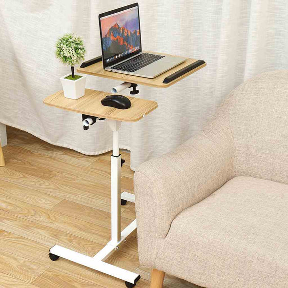 Adjustable Overbed Bedside tray tables with Wheels - overbed rolling table for Hospital and Home Use - Aroflit