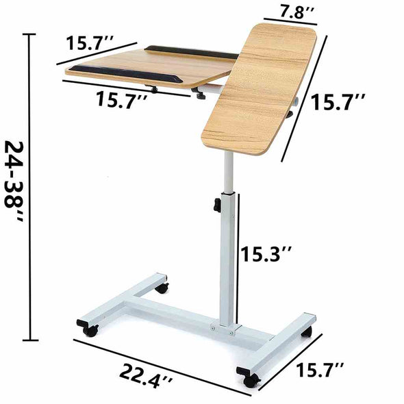 Adjustable Overbed Bedside tray tables with Wheels - overbed rolling table for Hospital and Home Use - Aroflit