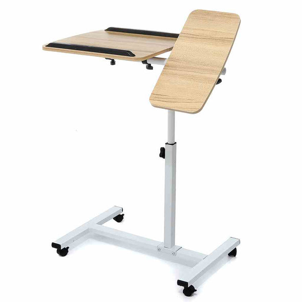 Adjustable Overbed Bedside tray tables with Wheels - overbed rolling table for Hospital and Home Use - Aroflit
