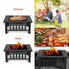 Aroflit 32" Black Crossweave Wood Burning Fire Pit with Spark Screen and BBQ Grill - Aroflit