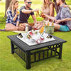 Aroflit 32" Black Crossweave Wood Burning Fire Pit with Spark Screen and BBQ Grill - Aroflit