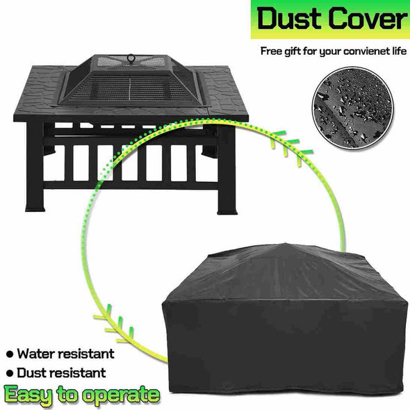 Aroflit 32" Black Crossweave Wood Burning Fire Pit with Spark Screen and BBQ Grill - Aroflit