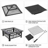 Aroflit 32" Black Crossweave Wood Burning Fire Pit with Spark Screen and BBQ Grill - Aroflit