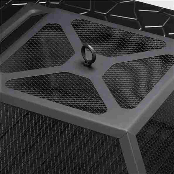 Aroflit 32" Black Crossweave Wood Burning Fire Pit with Spark Screen and BBQ Grill - Aroflit