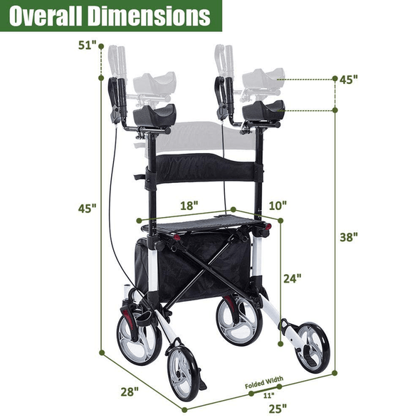 Aroflit™ Rollator Walker for Seniors and Adults with Adjustable Height Armrests and Seat - Aroflit