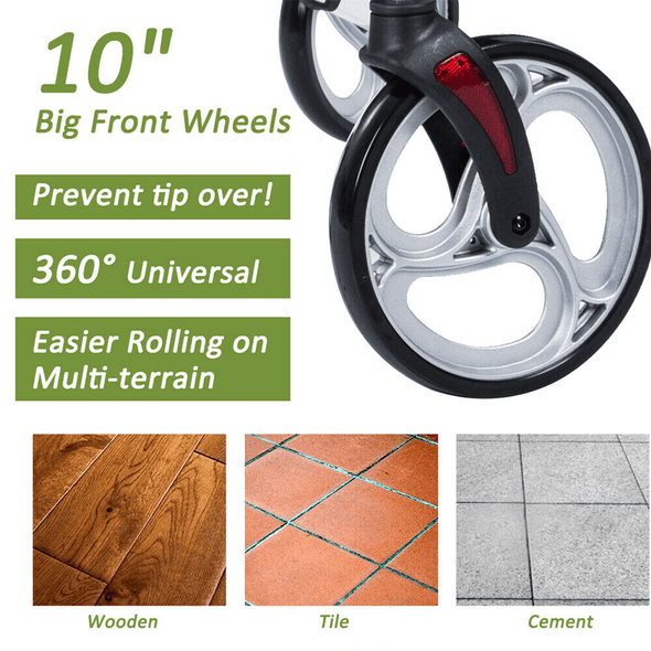 Aroflit™ Rollator Walker for Seniors and Adults with Adjustable Height Armrests and Seat - Aroflit