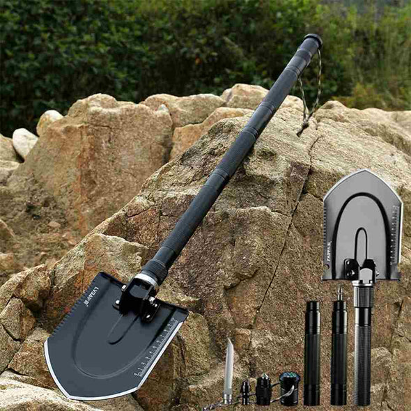 Camping Survival Multifunctional Tactical Shovel, Folding Outdoor Survival Tool - Aroflit