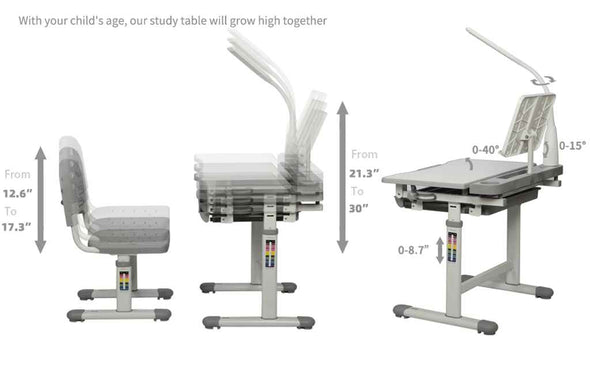 Children Desk and Chair Set - Adjustable Kids Study Drawing Play Table - Aroflit