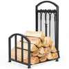 Firewood Log Rack Steel Fireplace Wood Storage Holder with tools-Aroflit