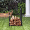 Firewood Log Rack Steel Fireplace Wood Storage Holder with tools-Aroflit