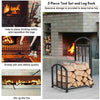 Firewood Log Rack Steel Fireplace Wood Storage Holder with tools-Aroflit