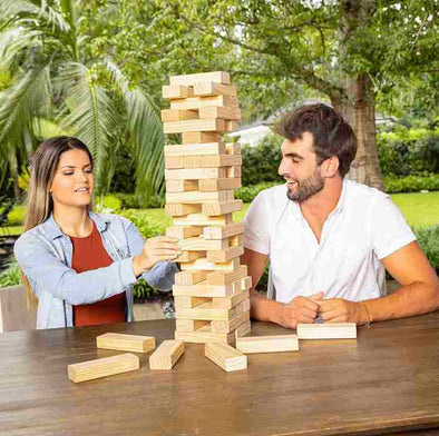 Giant Tumbling Timber Toy 54 PCS Wooden Blocks Game with Carrying Bag-Aroflit