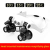 Headband Magnifier with LED Light And Multiple Lenses - Up to 25x Zoom - Aroflit