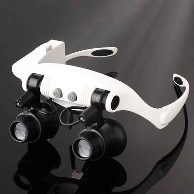 Headband Magnifier with LED Light And Multiple Lenses - Up to 25x Zoom - Aroflit