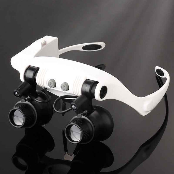 Headband Magnifier with LED Light And Multiple Lenses - Up to 25x Zoom - Aroflit