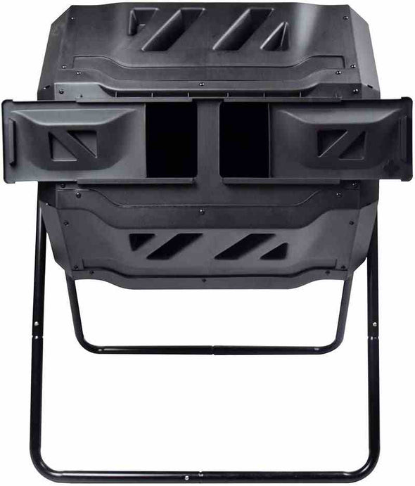 Large Compost Tumbler Bin - Outdoor Garden Rotating Dual Compartment Compost-Aroflit