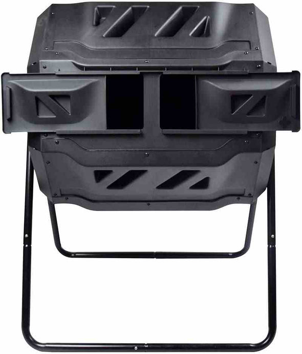 Large Compost Tumbler Bin - Outdoor Garden Rotating Dual Compartment Compost - Aroflit