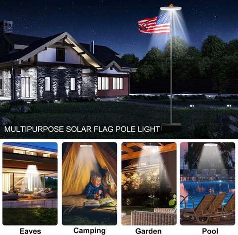 LED Solar Powered Flagpole Light - All Night Long Last - Aroflit