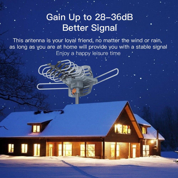 Long Range Antenna TV - Outdoor Digital Reception 360° Rotation - Aroflit