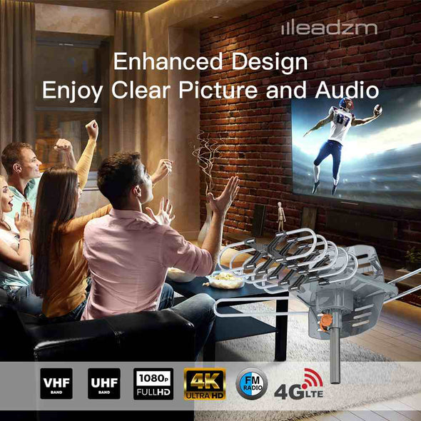 Long Range Antenna TV - Outdoor Digital Reception 360° Rotation - Aroflit
