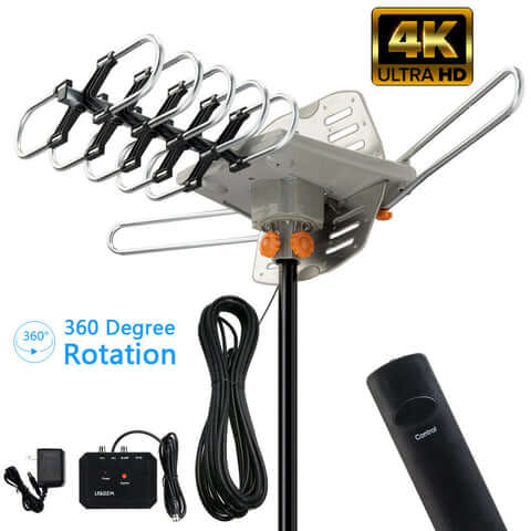 Long Range Antenna TV - Outdoor Digital Reception 360° Rotation (up to 990 Miles) - Aroflit