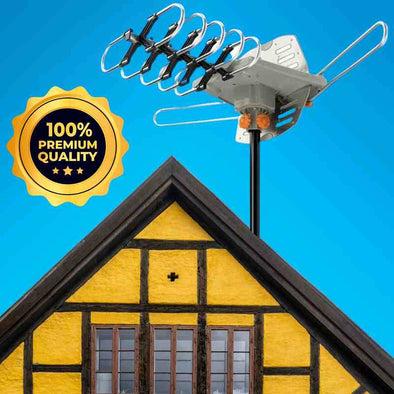 Long Range Antenna TV - Outdoor Digital Reception 360° Rotation (up to 990 Miles) - Aroflit