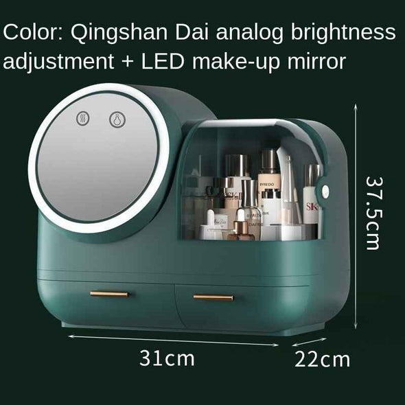 Makeup Storage Box with LED Mirror and Fan-Aroflit