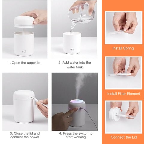Mini LED Humidifier - Cool Mist Air Humidifier Diffuser - Aroflit