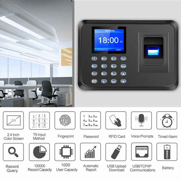 Office Employee Time Clock - Fingerprint Biometric Checking - in Attendance Machine - Aroflit