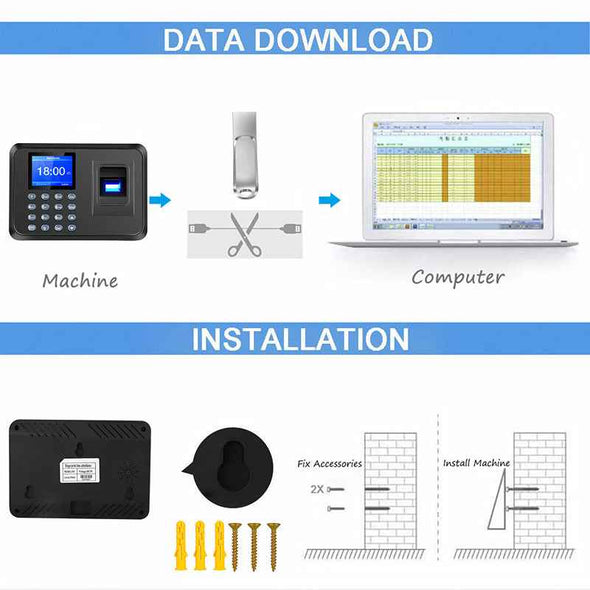 Office Employee Time Clock - Fingerprint Biometric Checking - in Attendance Machine - Aroflit
