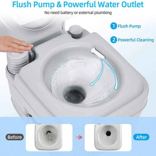 Porta Potty Large Capacity Portable Camping Flush Toilet - Aroflit