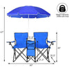 Portable Double Folding Chair with Removable Umbrella Canopy Dual Seat for Patio Beach Picnic Fishing Camping Garden - Aroflit