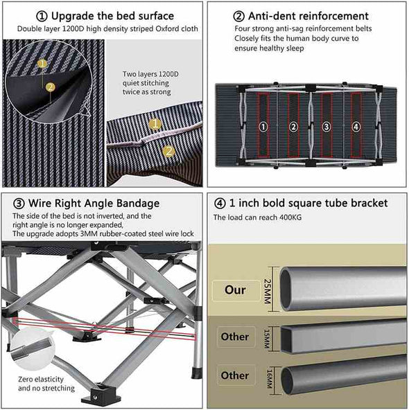 Portable Folding Camping Cots - Include Bed & Mattress - Aroflit
