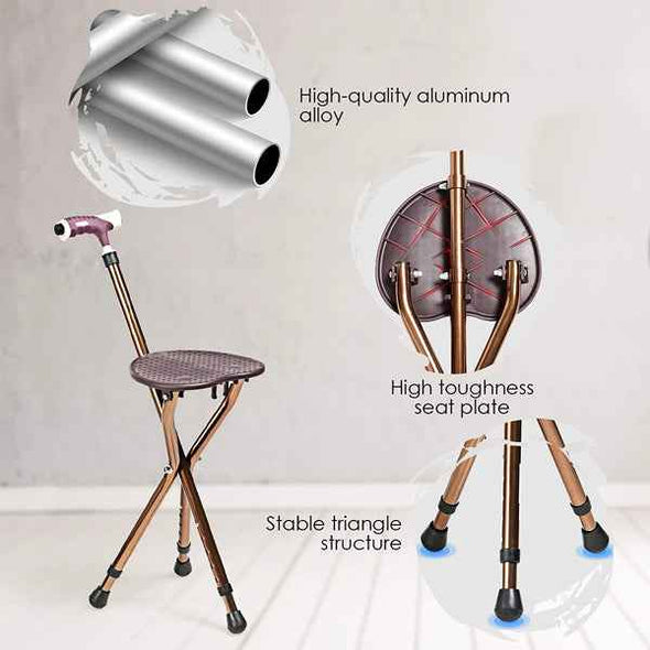 Premium Heavy - duty Lightweight Folding Walking Stick Canes Chair With Light - Aroflit
