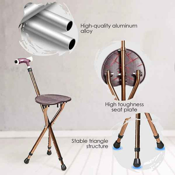 Premium Heavy-duty Lightweight Folding Walking Stick Canes Chair With Light-Aroflit