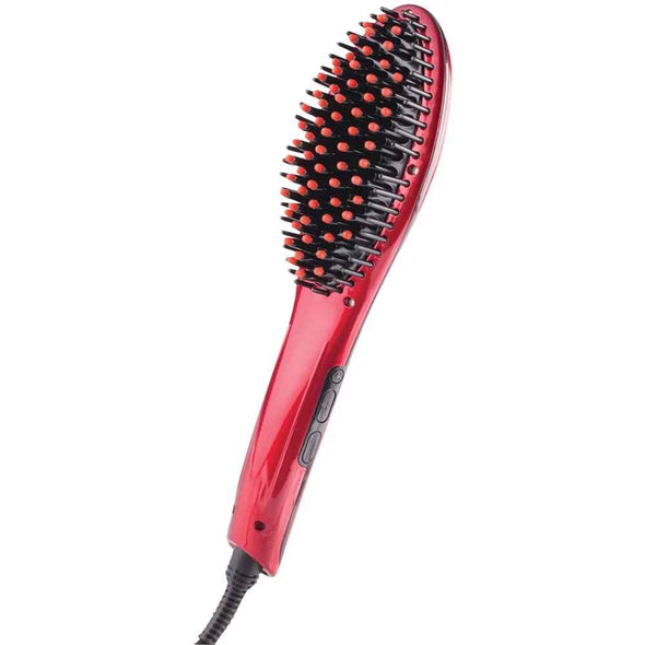 Red Ceramic Straightening Hair Brush - Aroflit