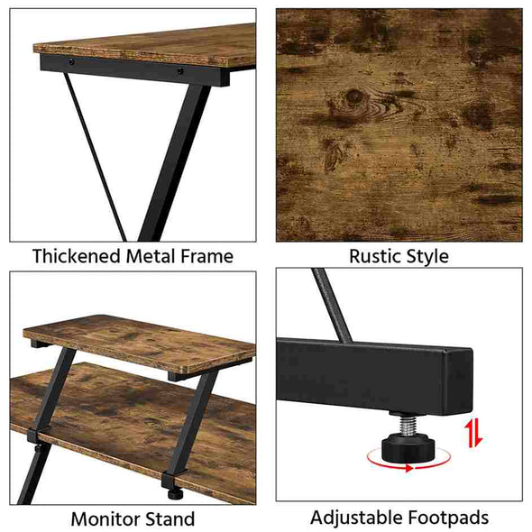 Reversible L-Shaped Corner Home office Computer Desk-Aroflit