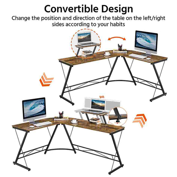 Reversible L-Shaped Corner Home office Computer Desk-Aroflit