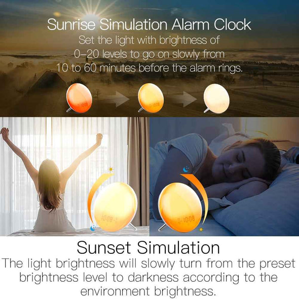 Smart alarm sunlight simulator when waking up - Aroflit