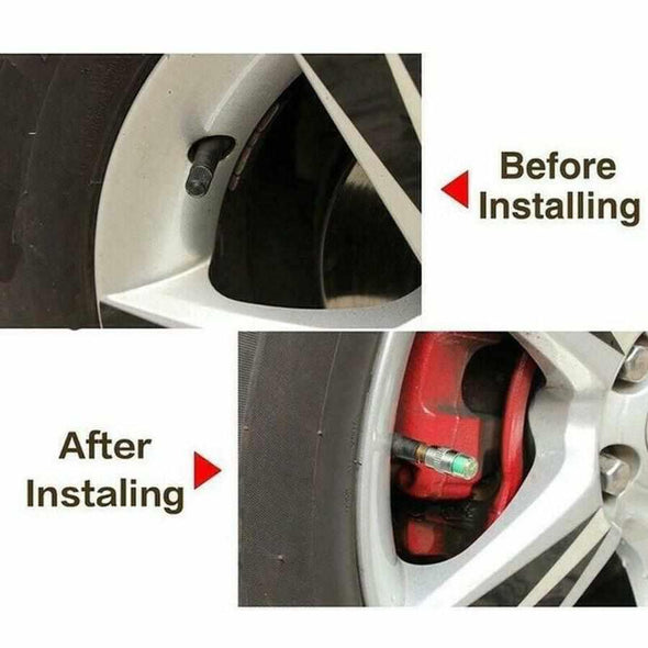 Smart Valve Stem Caps - Tire Pressure Monitor 3 Color Eye Alert - Aroflit