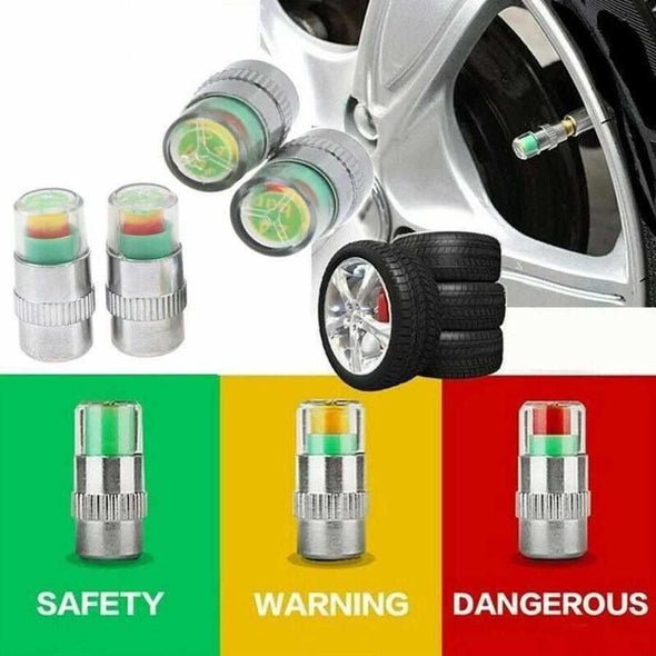 Smart Valve Stem Caps - Tire Pressure Monitor 3 Color Eye Alert - Aroflit