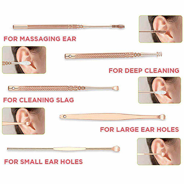 Stainless Steel Ear Wax Cleaning Set (6pc / set) - Aroflit