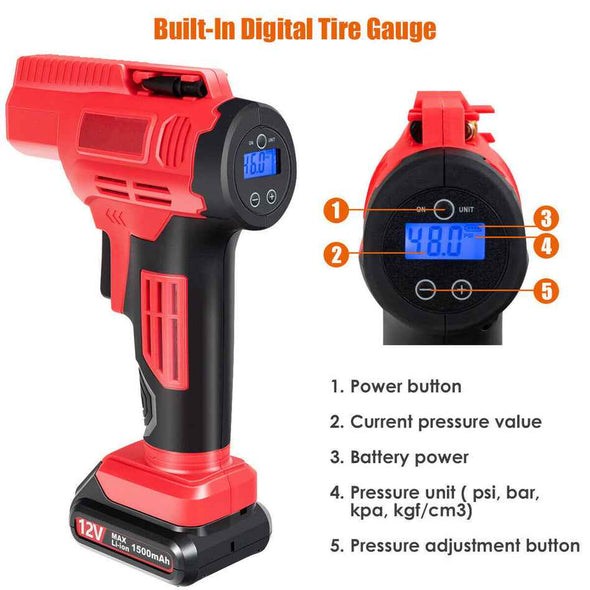 Tire Inflator Portable Air Compressor - Cordless air pump for cars tire - Aroflit