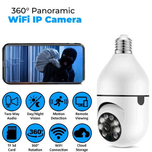 Wireless Light Bulb Security Camera 360° - Aroflit